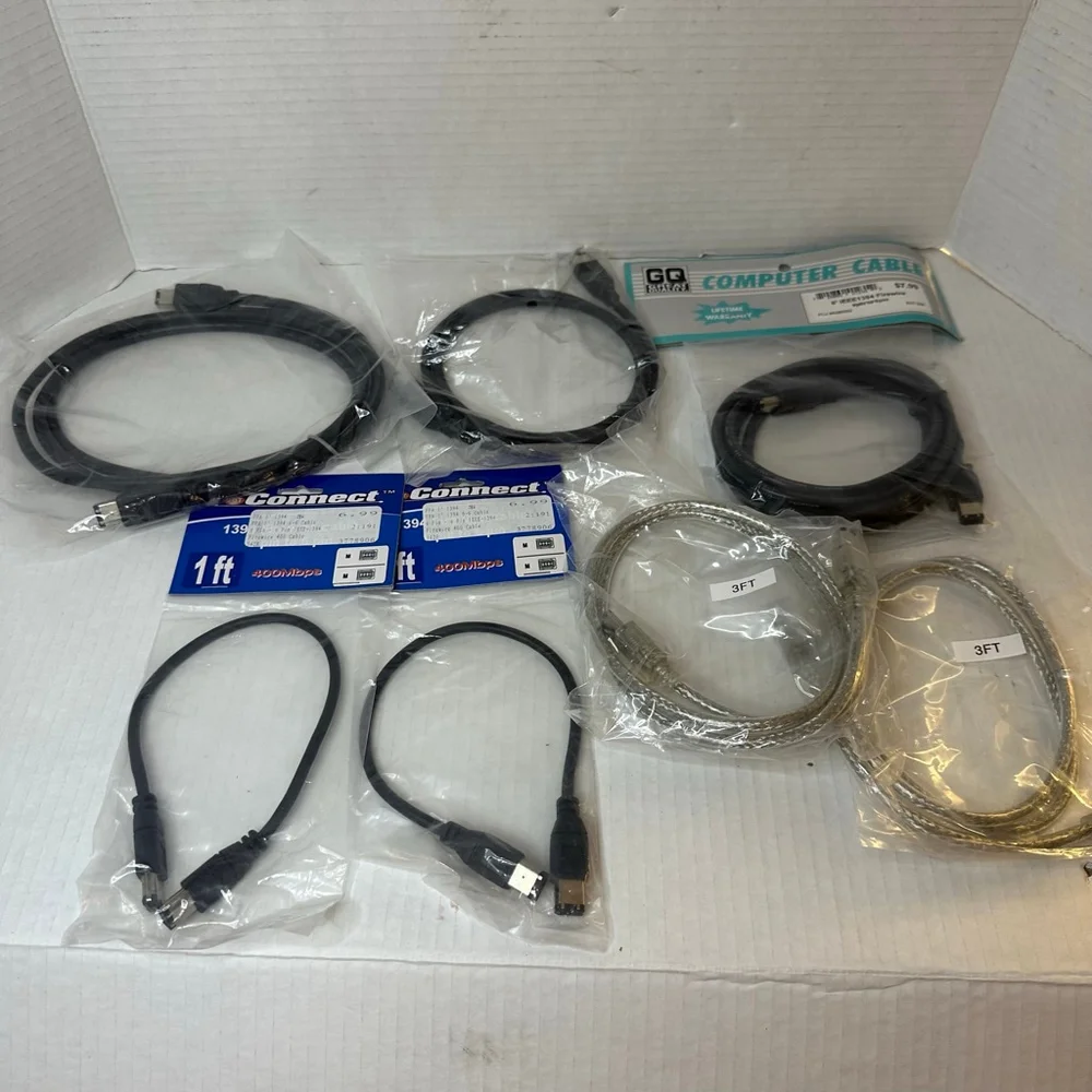 Lot of 7 New FireWire 400 Cables (Various Lengths)